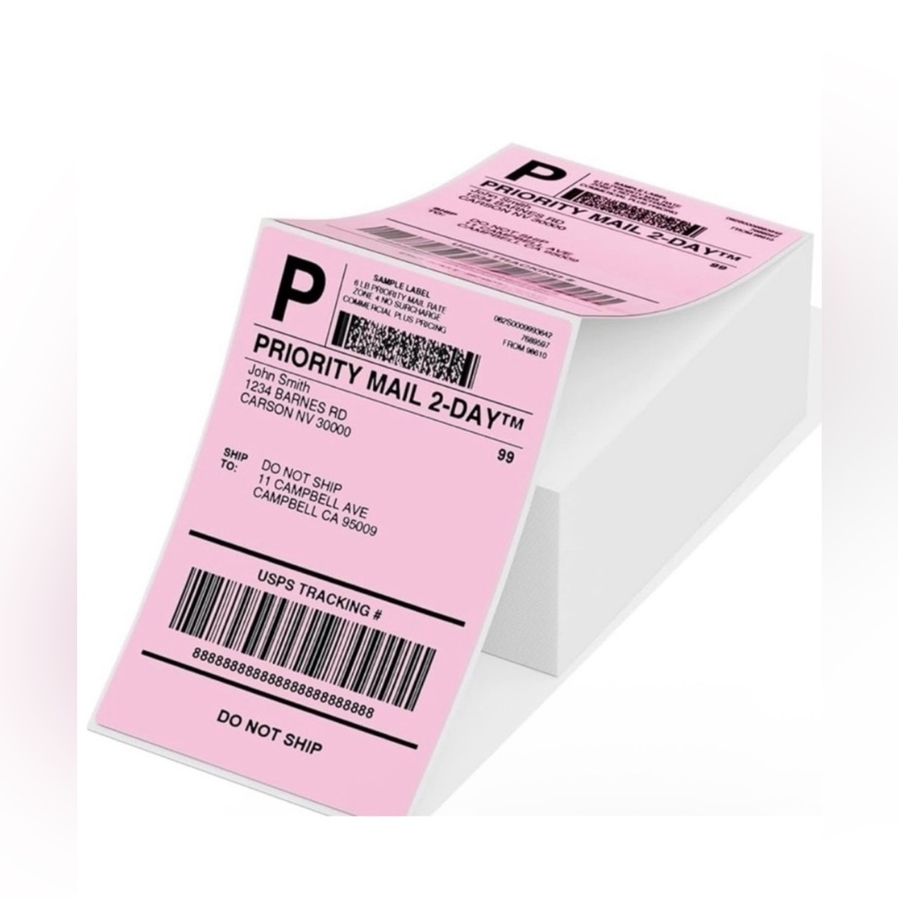 Pink Priority Mail Shipping Labels
